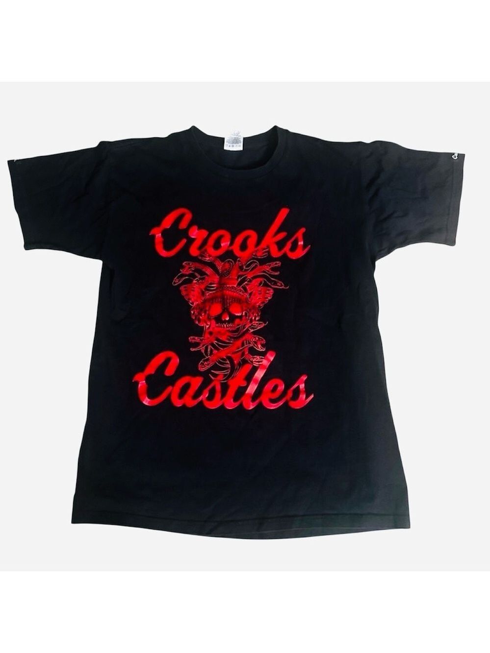 CROOKS & CASTLES Black Graphic Skull Logo t-shirt sz medium